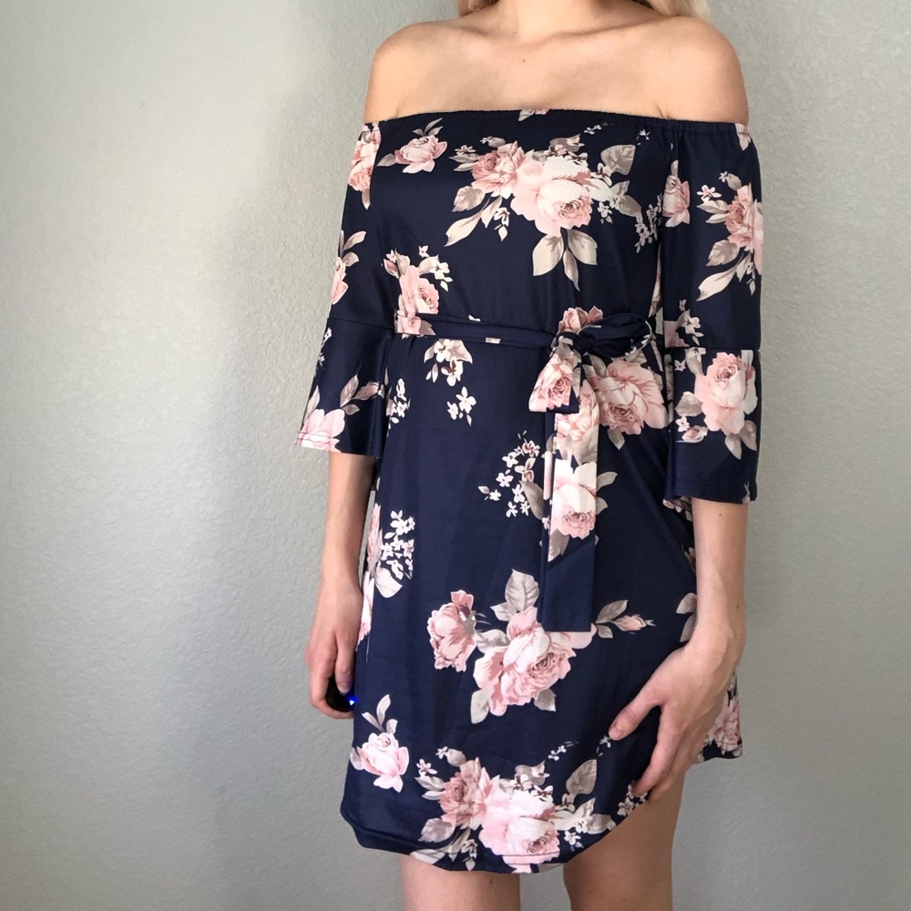 Off the Shoulder Floral Mini Dress